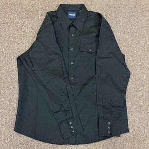 Wrangler Men's Black Long Sleeve Western Snap Shirt